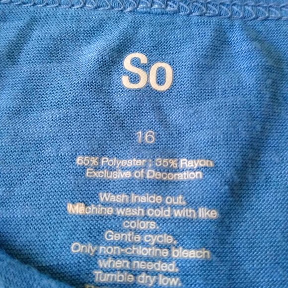 Youth Shoulderless Light Blue SO Tee - Picture 2 of 2